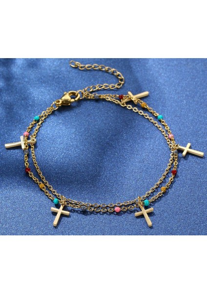 KUOFENG0002PASLANMAZ Çelik Altın Haç Kolye Ucu Bileklik (Yurt Dışından) fiyatları