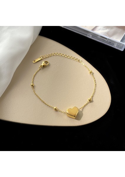 KUOFENG0089KADINLAR Için Sade Yarım Eklemeli Püskül Yuvarlak Boncuklu Titanyum Çelik Bileklik (Yurt Dışından) fiyatları