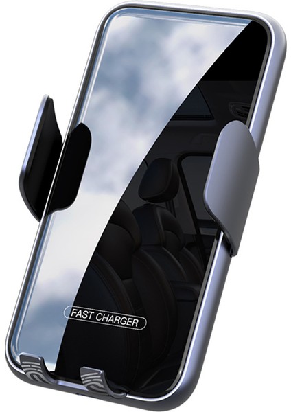 V8 15W Araç Havalandırma Menfezi Telefon Tutucu Kablosuz Şarj Cihazı Cep Telefonu Şarj Braketi-Gri (Yurt Dışından)