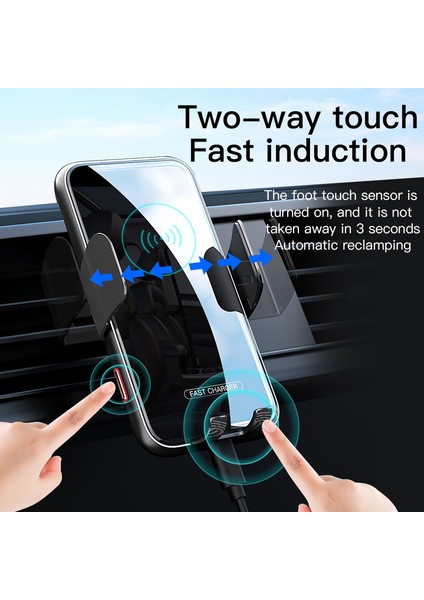 V8 15W Araç Havalandırma Menfezi Telefon Tutucu Kablosuz Şarj Cihazı Cep Telefonu Şarj Braketi-Gri (Yurt Dışından) fiyatları