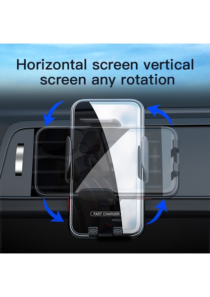 V8 15W Araç Havalandırma Menfezi Telefon Tutucu Kablosuz Şarj Cihazı Cep Telefonu Şarj Braketi-Gri (Yurt Dışından) fırsatları