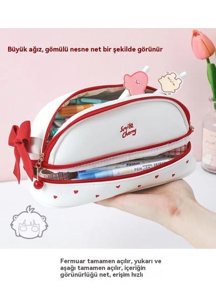 Sevimli Kız Kalp Çok Fonksiyonlu Çift Fermuarlı Kalem Çantası (Yurt Dışından) fırsatları