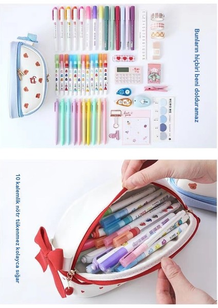 Sevimli Kız Kalp Çok Fonksiyonlu Çift Fermuarlı Kalem Çantası (Yurt Dışından) indirimleri