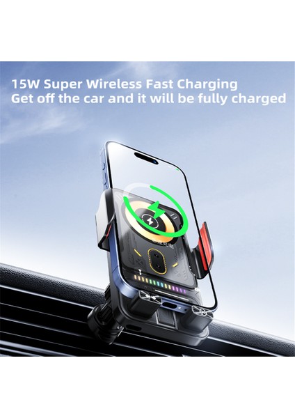 SD19 15W Manyetik Hızlı Şarjlı Araç Havalandırma Menfezi Telefon Tutucu 360 Derece Dönebilen Kablosuz Şarj Cihazı-Gri (Yurt Dışından) indirimleri