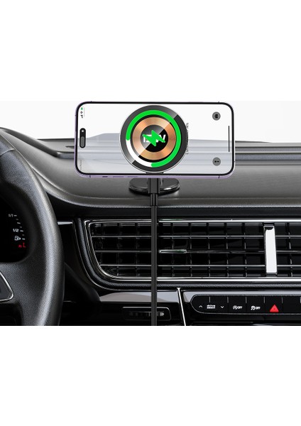 Manyetik Telefon Kablosuz Şarj Cihazı Çinko Alaşımlı 360 Derece Dönebilen 15W Araç Gösterge Paneli Şarj Standı (Yurt Dışından) modelleri
