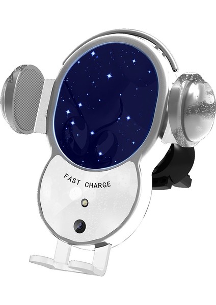 Astronot Tasarım Araba Hava Çıkışı Klipsi Otomatik Kelepçeli 10W Kablosuz Şarj Cihazı Telefon Braketi (Yurt Dışından)