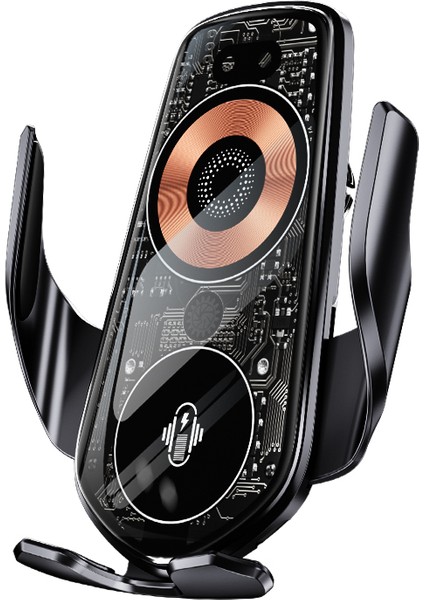 Q8 Creative Kablosuz Araç Şarj Cihazı Tutucu Akıllı Kızılötesi Indüksiyon Otomatik Kelepçeli Araç Telefon Şarj Cihazı Tutucu-Siyah (Yurt Dışından)