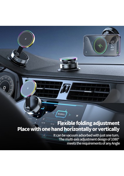 K3 Dönen Manyetik Araç Telefon Tutucu Kablosuz Şarjlı Vakumlu Masaüstü Standı Renkli Işıklı (Yurt Dışından) modelleri