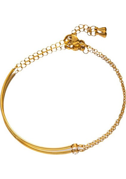 KUOFENG0038BASIT Bükülmüş Ip Ince Zincir Fiyonklu Kadın Bileziği (Yurt Dışından)