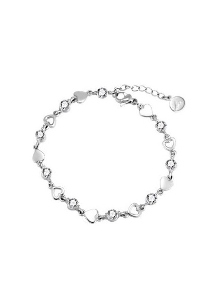 KUOFENG00118KADINLAR Için Vintage Çok Yönlü Narin Beyaz Bakır Gümüş Kaplama Bileklik (Yurt Dışından)