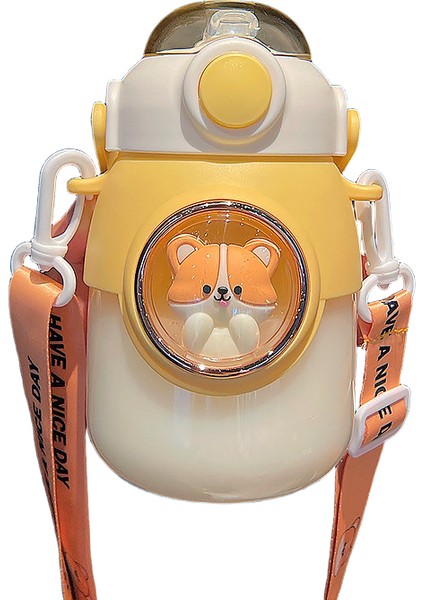 820ML Büyük Kapasiteli Çocuk Su Isıtıcısı Pipet Bardak ve Omuz Askısı ile (Yurt Dışından)