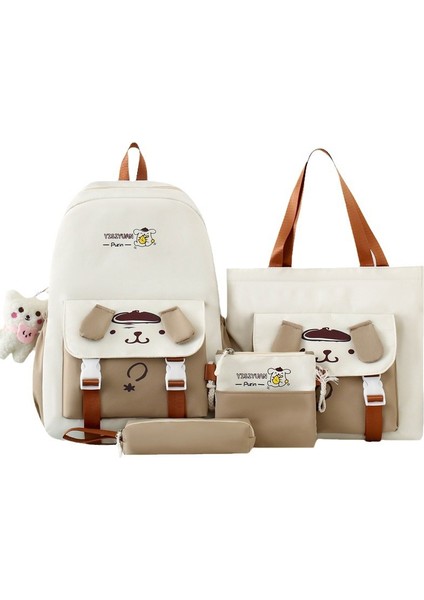 Çizgi Film Sevimli Öğrenci Dört Parçalı Okul Çantası Büyük Kapasiteli Kız Sırt (Yurt Dışından)