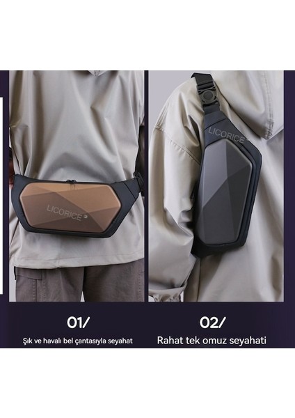 Lıcorıce Erkekler Için Moda, Kendine Özgü, Suya Dayanıklı, Sert Kaplamalı Tek Omuz Sırt Çantası, Çapraz Çanta (Yurt Dışından) indirimleri