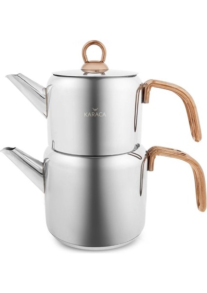 Mira Midi Paslanmaz Çelik Çaydanlık Takımı 0,7 L + 1,4 L, İndüksiyon ve Bulaşık Makinesi Uyumlu Gümüş Renk indirimleri