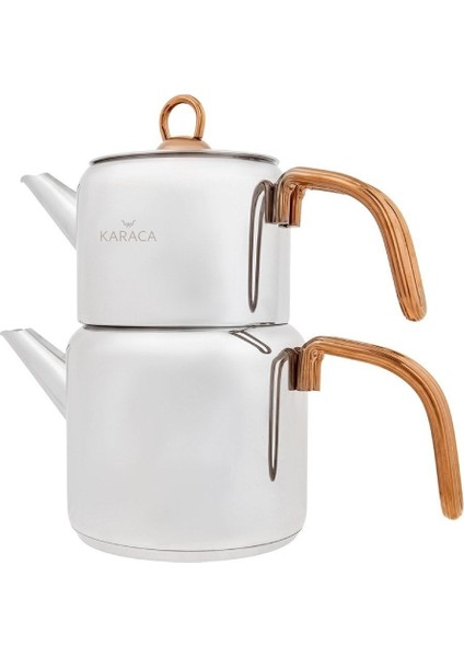 Mira Midi Paslanmaz Çelik Çaydanlık Takımı 0,7 L + 1,4 L, İndüksiyon ve Bulaşık Makinesi Uyumlu Gümüş Renk