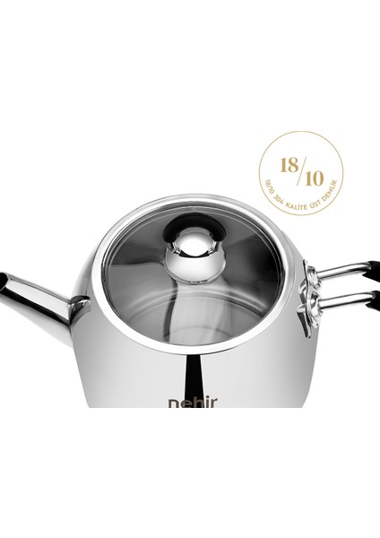 Modern Mini Süzgeçli Çaydanlık Takımı – 18/10 Paslanmaz Çelik, Silikon Saplı, 0.8 L ve 1.6 L Inox indirimleri
