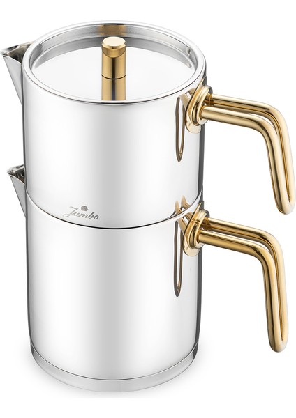 Paslanmaz Çelik Titanyum Gold 2 Parça Çaydanlık Seti – Isıya Dayanıklı ve Ergonomik Saplı fırsatları