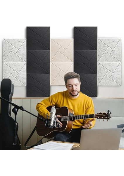 12 Adet Akustik Panel, 12X12X0.4IN Ses Geçirmez Köpük Paneller, Siyah (Yurt Dışından) modelleri