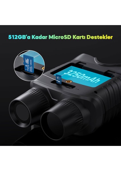 SEEMOR-200 4K Tam Renkli Video Kayıt Özellikli Gece Görüş Dürbünü, 3'' Ekran, Aı-Isp Teknolojisi ile 3280 Ft Görüntüleme ARALIĞI,16X Dijital Zoom, app kontrollü
