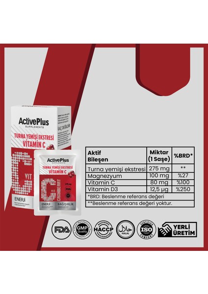 Turnayemişi Ekstresi & Vitamin C 10 Saşe Cranberry fırsatları