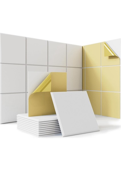 18 Paket Ev Stüdyo Ofis Için Kendinden Yapışkanlı Akustik Paneller, Beyaz (Yurt Dışından)