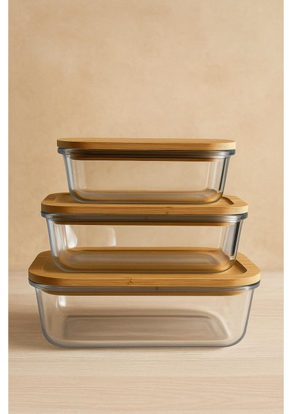 Noah 3 Lu Saklama Kabı Setı (650ML 1000ML 1500ML)-ISIYA Dayanıklı-Bambu Sızdırmaz Kapaklı fiyatları