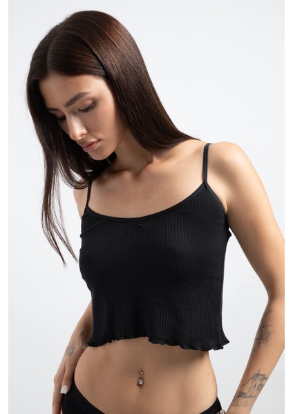 Lounge Crop & Spor Tanga - Siyah Set fiyatları