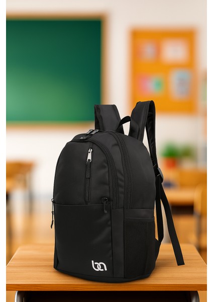 Mnt Cepli Siyah Unisex Okul ve Günlük Sırt Çantası