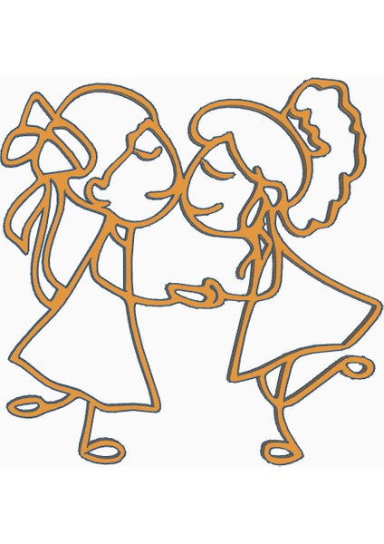 Kız Kardeşler 2d Duvar Sanatı (Sadece Plastik Aparattır!!!) 3D