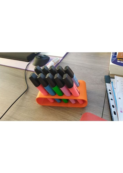 Stabil Işaretleyici Veya Vurgulayıcı Tutucu 10 Yuva (Sadece Plastik Aparattır!!!) 3D