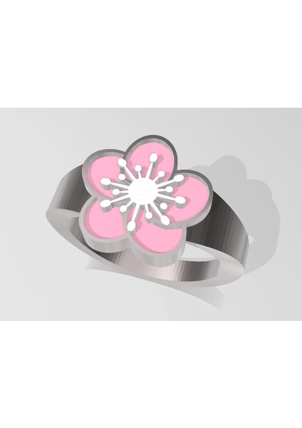 Kiraz Çiçeği / Sakura Yüzük (Rafine) (Sadece Plastik Aparattır!!!) 3D