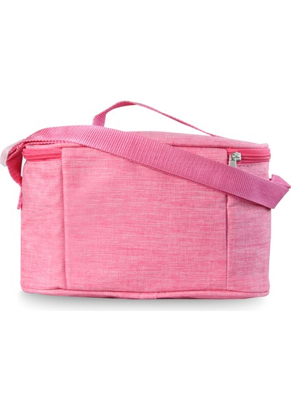 Isı Yalıtımlı Pembe Beslenme Çantası – Ayarlanabilir Omuz Askılı, Dayanıklı Kumaş, Yerli Üretim, 13x24x14 cm
