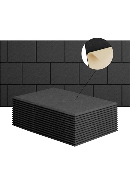 15 Paket 12X8X4 Inç Akustik Duvar Panelleri, Kendinden Yapışkanlı Siyah (Yurt Dışından)