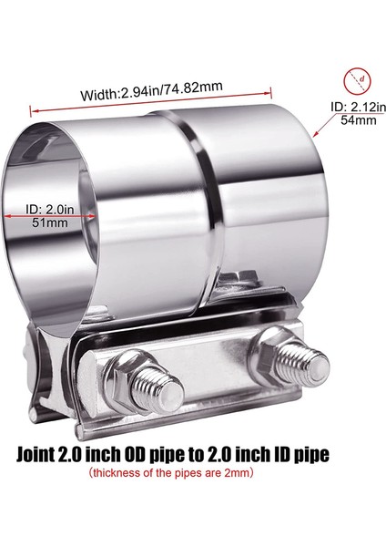 2 Inç Lap Joint Egzoz Bant Kelepçesi Kovan Bağlantı Parçası 2 Adet (Yurt Dışından)