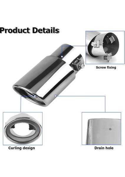 Araba Egzoz Borusu Modifikasyonu Kuyruk Boğazı Kuyruk Borusu Gümüş (Yurt Dışından) modelleri