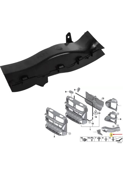 Araba Ön Sağ Fren Havalandırma Kanalı Hava Giriş Hortumu 51747158380 (Yurt Dışından)