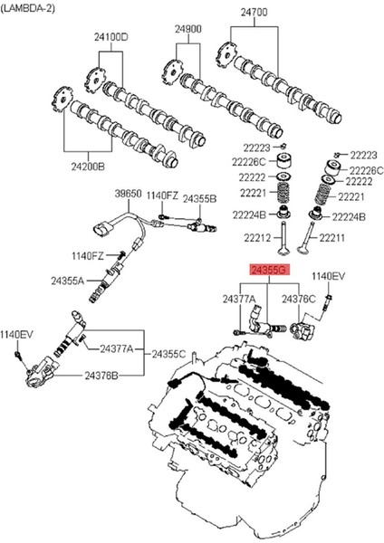 VVT128 Egzoz Değişken Solenoid 24360-3CAB2 Için (Yurt Dışından) fiyatları