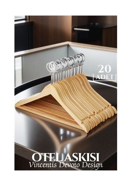 Otel Tip Askı 20 Li Set Ahşap Vincentis Devoto Design
