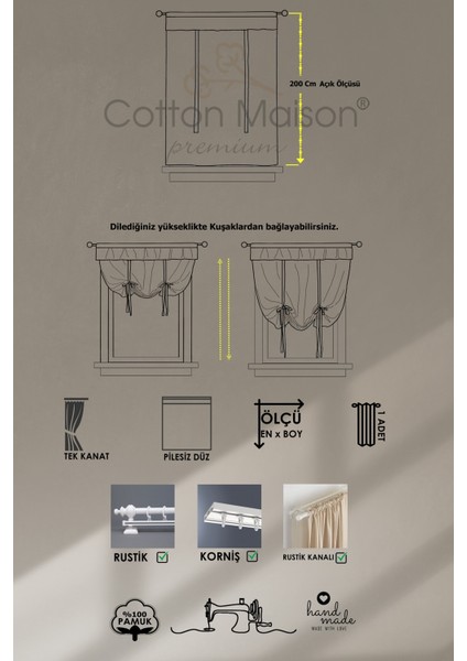 Potlu Keten Tül Perde Ekru indirimleri