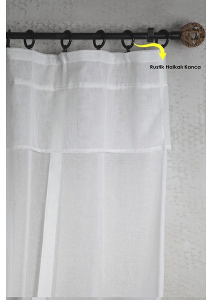 Potlu Keten Tül Perde Ekru