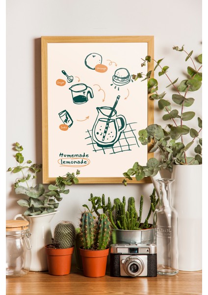 Limonata Posteri - Homemade Lemonade - Mutfak Poster ve Tablosu - Ahşap Çerçeveli