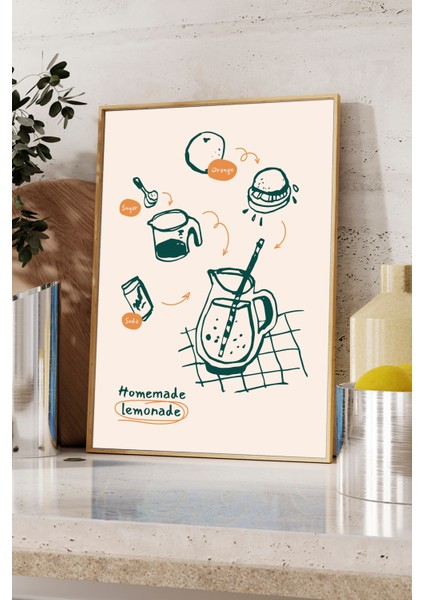 Limonata Posteri - Homemade Lemonade - Mutfak Poster ve Tablosu - Ahşap Çerçeveli fiyatları
