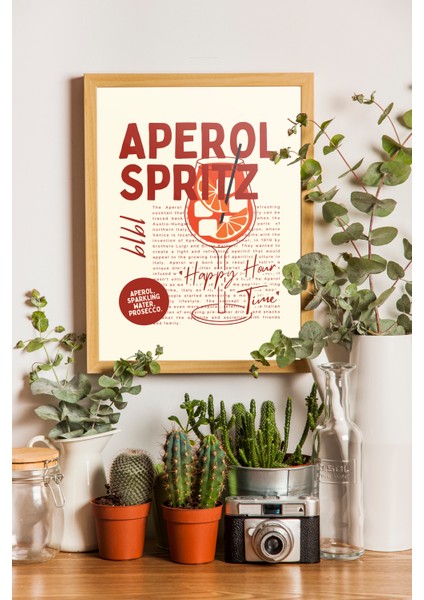 Aperol Spritz Poster - Kokteyl Tablo, Poster - Ahşap Çerçeveli
