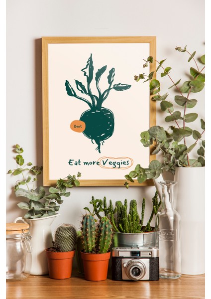 Pancar Poster - Mutfak Posteri - Veganlara Özel Poster ve Tablo - Ahşap Çerçevlei