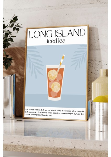 Long Island Iced Tea Kokteyl Posteri - Ahşap Çerçeveli fiyatları