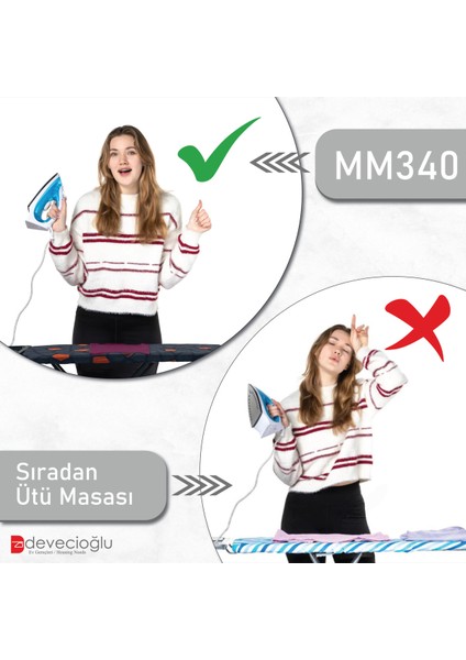 Comfort Ütü Masası – Monoblok Gövde, Isıya Dayanıklı Pamuklu Kılıf, 36x114 cm, Dayanıklı ve Ergonomik Tasarım