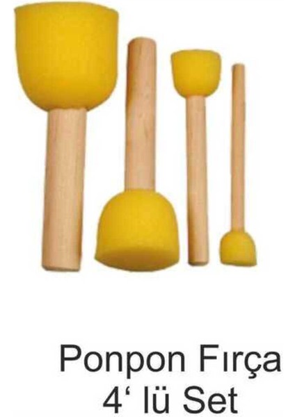 Artesbella 4'lü Sarı Sünger Uçlu, Ahşap Saplı Ponpon Fırça Seti – Hobi, El Sanatları ve Boyama Projeleri İçin fiyatları