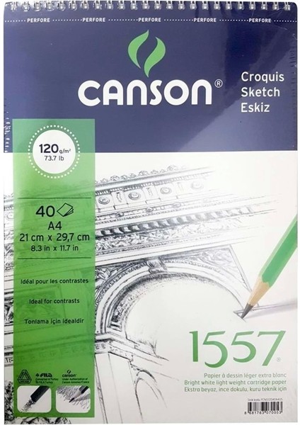 1557 Serisi İnce Dokulu Ekstra Beyaz A4 Çizim Bloku 120 gr 40 Yaprak – Sanat ve Tasarım Çalışmaları İçin