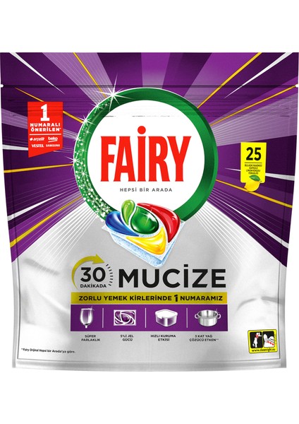 Mucize Bulaşık Makinesi Deterjanı Kapsülü/tableti 25 Yıkama fiyatları