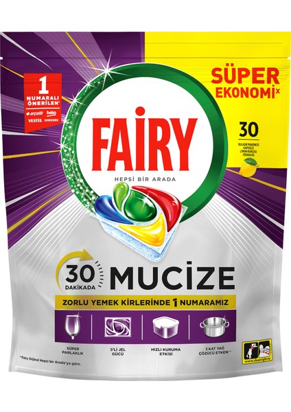 Mucize Bulaşık Makinesi Deterjanı Kapsülü/tableti 30 Yıkama fiyatları